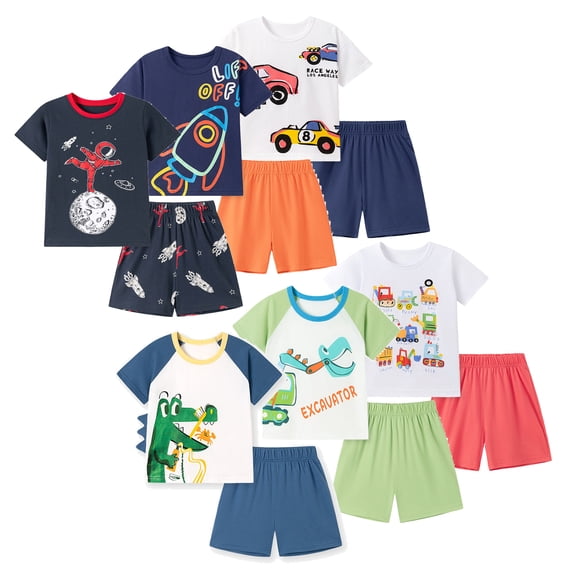 Emy Dola Toddler Baby Boy Summer Clothes Cute Graphic T Shirt Elastic Waist Pockets Shorts Set 2 Piece Short Sleeve Outfit
