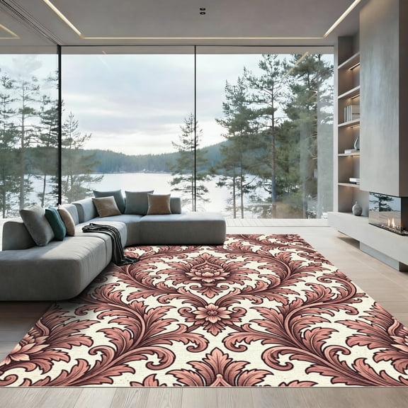 ODIKA 4'x6' Machine Washable Non-Slip Area Rug, Traditional Terracotta High Traffic Rug, Red, 969150