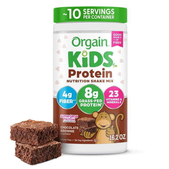 Orgain Kids Dairy Protein Powder Shake Mix, Chocolate Brownie, 16.2 oz