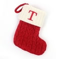 thumbnail image 2 of LanSuare Christmas Stockings with Initials, 7Inch Letter A-Z Embroidered Xmas Stockings, Knitted Xmas Stocking for Christmas Party Fireplace, Family Hanging Stocking Decorations(T), 2 of 2