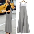 thumbnail image 2 of GILIGEGE Women's Summer Boho Casual Jumpsuits Wide Leg Overalls Flowy Baggy Rompers Casual Overalls Baggy Wide Leg Jumpsuits Loose Linen Bib Pants Linen Overalls for Women Pants Romper Bib Jumpsuit, 2 of 6