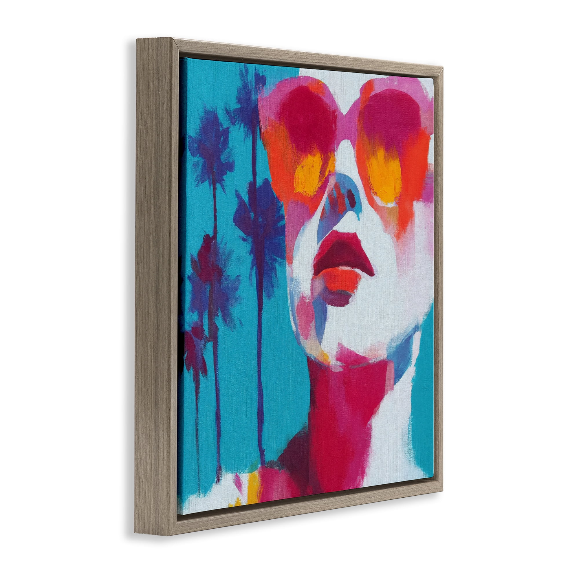 Stupell Industries Expressive Palm Tree Gaze Brown Framed Floater Canvas Wall Art, design by Chromatic Storm Studio