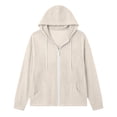 thumbnail image 3 of VJGBEGW Women Cotton Linen Full Zip Hoodie Long Sleeve Casual Tops Lightweight Cover Up Sweatshirts with Pockets, 3 of 7