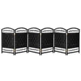 thumbnail image 3 of Red Lantern 2 ft. Short Fiber Weave Folding Screen - Black - 6 Panels, 3 of 7