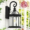 thumbnail image 6 of VIANIS 15.7" Large Outdoor Wall Lights, Black Exterior Lighting Fixtures with Tempered Beveled Glass, Anti-Rust Dusk to Dawn Outdoor Lighting for House, Waterproof Outdoor Sconce Lights for Porch, 6 of 11