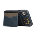 thumbnail image 4 of for iPhone XR Wallet Case with Card Slots, Hand Wrist Strap Rotate Ring Design, Finger Grip Ring PU Leather Magnetic Button Shockproof Purse Phone Cover for iPhone XR, Blue, 4 of 7