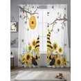 thumbnail image 2 of Gnomes Sunflower Sheer Curtains 96 Inch Length 2 Panels for Living Room, Bees Branches Floral Farmhouse Voile Kitchen Curtain Set, Luxury Privacy Drapes Window Treatment for Bedroom, 2 of 7
