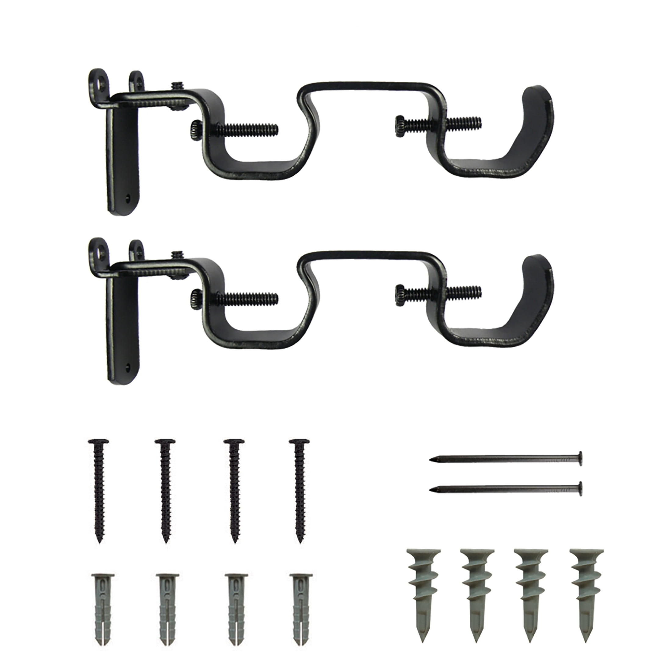 Mainstays 2 Double Rod Converter Brackets, Black