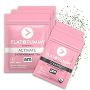 (3 pack) FLAT TUMMY Detox Tea (4 Week Program) – 2-Step, All Natural Cleanse with Senna, Green Tea