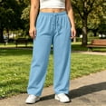 thumbnail image 6 of ClodeEU Women's Plus Size Elastic Waist Drawstring Sweatpants with Pockets ,Solid Color Casual Athletic Pants Blue,Women's Plus XXXXL, 6 of 9