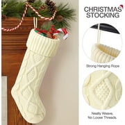 COWIN 6 Pack Knit Christmas Stockings, 18 Cable Knitted Stocking Decorations Xmas Rustic Farmhouse for Family Holiday Season, Burgundy, Ivory White, Green