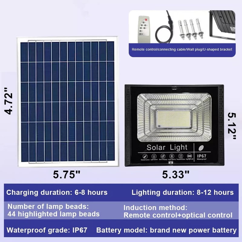 Commercial Solar Street Flood Light LED Lamp Outdoor Area Dusk-To-Dawn Wall Lamp for Streets, Parks & Outdoor Areas