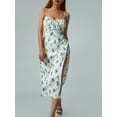thumbnail image 3 of Seyurigaoka Women Juniors Tie-up Slip Dress, Floral Print V-Neck Spaghetti Strap Slit One-piece, 3 of 8