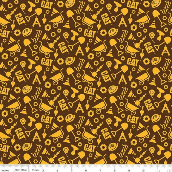 CAT® Buildin' Crew Construction Set Brown Cotton Fabric