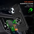 thumbnail image 3 of Armor Case for iPhone 14 Heavy Duty Kickstand Case with Rotate Ring Stand & Card Holder Slot,Support Magnetic Car Mount Shockproof Rugged Back Phone Case For iPhone 14, Black, 3 of 7