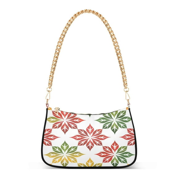 Ryvnso Artistic Poinsettia Flower Womens Chain Shoulder Bag Tote Handbags Clutch Hobo Purse with Zipper for Travel