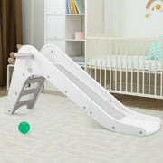 LAZY BUDDY Sturdy First Slide for Toddlers, Kids Play Slide Climber with Basketball Hoop & Ball for Children 3-7 Years, Indoor Outdoor Playground