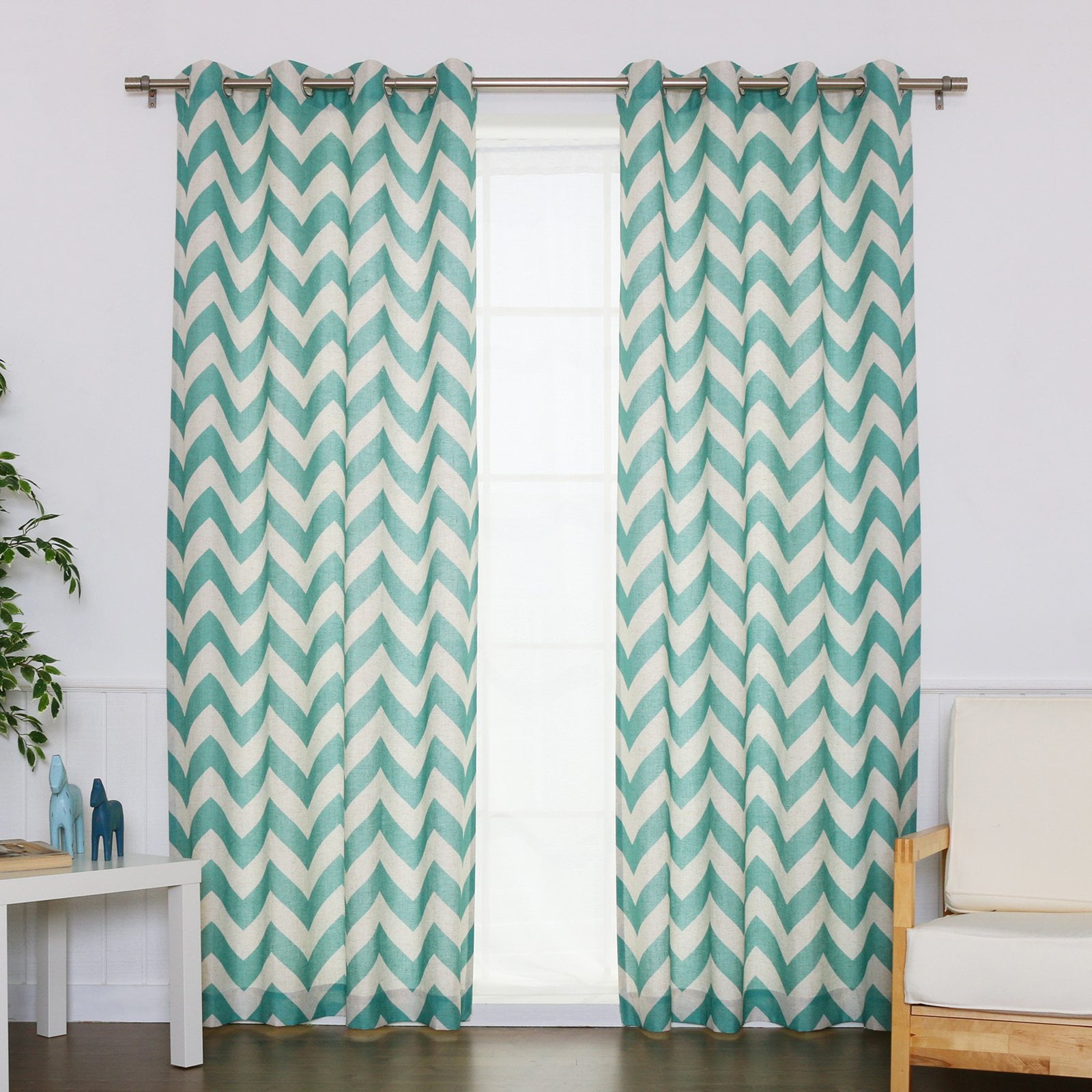 Best Home Fashion Linen Blend Chevron Curtains