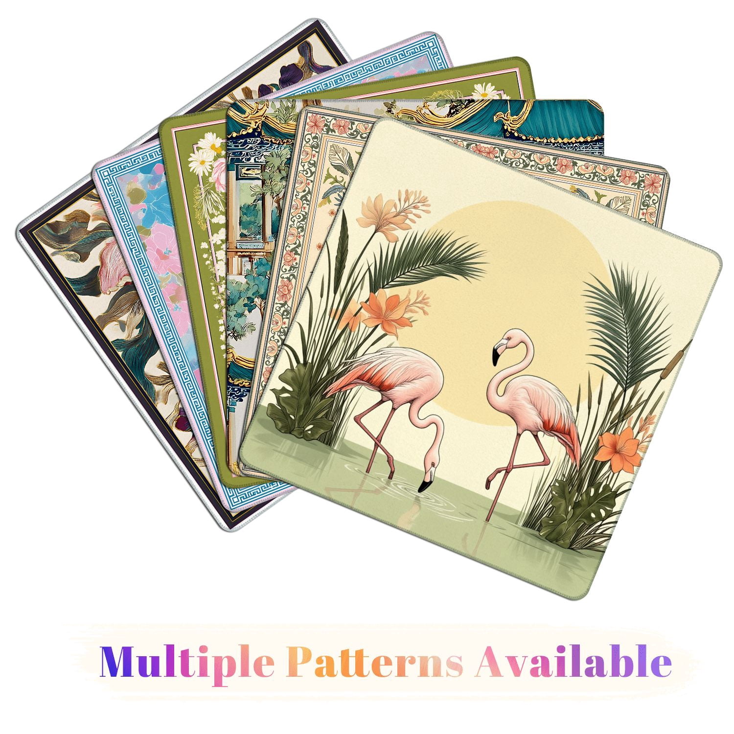 Mahjong Mat 31.5" x 31.5" Elegant Tropical Botanical Soft Pastel Sun Non-Slip Noise Reduction American Mahjong Tiles Table Cover for Dominoes Poker Card Board Games Gift