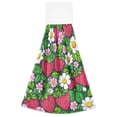 thumbnail image 7 of Haosy 2 Pack Kitchen Wash Cloths with Hanging Loops Absorbent Absorbent Quick Drying Hand Towels, Pink White Leaves and Strawberries, 7 of 7