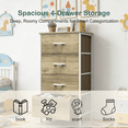 thumbnail image 2 of Aidoly 4-Tier Fabric Drawer Storage Cabinet with Wooden Top & Metal Frame - Multi-Purpose Organizer for Bedroom, Living Room, Oak Greige, 2 of 7