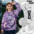 thumbnail image 6 of Uorisanigo Girls' 1/4 Zipper Sweatshirts Oversized Purple Flowers Koala Quarter Zip Pullover Jacket Fall Spring Outfits Clothes Long Sleeve Pullover Top Athletic Shirts Outerwear, 6 of 7