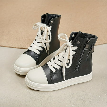 

XGZHP2 Stylish Women‘s Soft Sole Solid Color Platform Boots with Side Zipper Comfortable Round Toe Casual Shoes for Versatile Wear