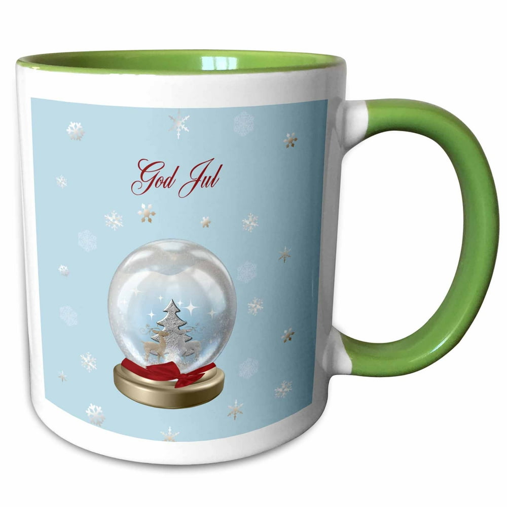 3dRose Snow Globe Deer, Tree and Snowflakes, Merry Christmas in Swedish