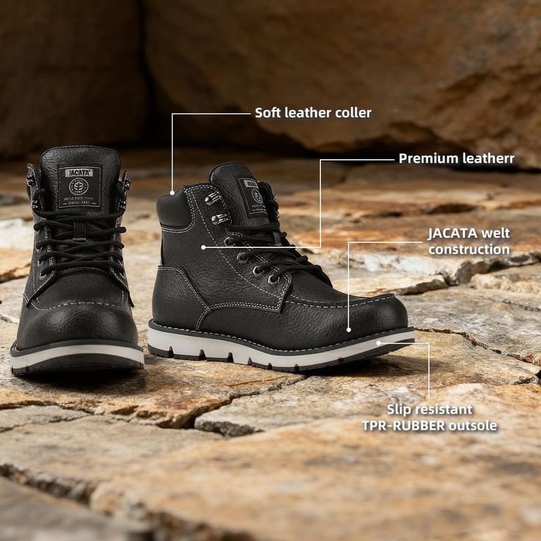 Jacata Moc Toe Work Boots for Men Soft Toe Leather Non Slip  display picture 1