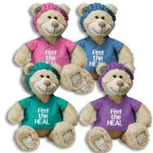 blue scrubs "feel the heal" teddy bear 12" get well plush hospital patient gift speedy