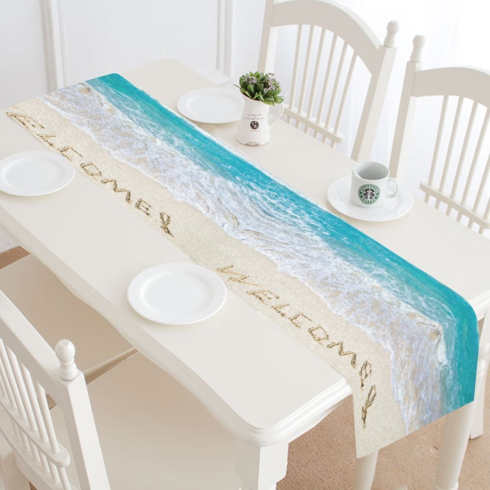 MYPOP Tropical Ocean Beach Table Runner Home Decor 16x72 Inch, Nautical