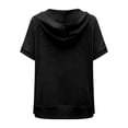 thumbnail image 6 of NinXxx Women's Loose Short Sleeve Zipper Pocket Hoodie Top Black S, 6 of 6