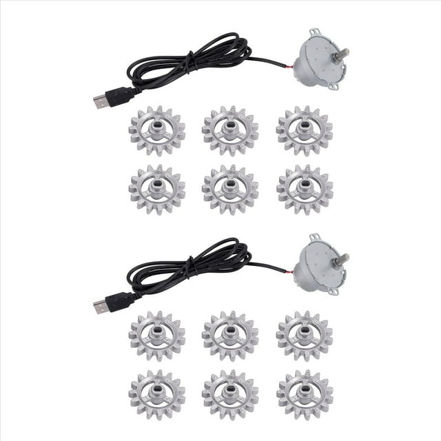 2 set Automatic Rotisserie Grill Tools Metal BBQ Frame Gear with USB Cable Motor Automatic Frame Tool Set,12 x Gear 2 x USB cable motor