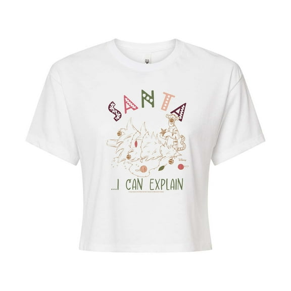 Disney Winnie The Pooh - Christmas Tigger - Santa, I Can Explain - Juniors Cropped Cotton Blend T-Shirt