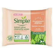 Simple Protect ‘N’ Glow Instant Glow Biodegradable Wipes Dermatologically Tested For Sensitive Skin 20 Wipes