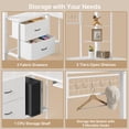 thumbnail image 4 of Twin Loft Bed with Desk, Lofka L-Shaped Computer Desk with RGB Lights & USB Charging, Industrial Metal Frame, 400lb Capacity, with Shelves & Drawers, Easy Assembly, White, 4 of 12