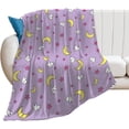 thumbnail image 1 of HAHDAXIA Usagi Blanket Rabbit Moon Pattern Throw Blanket Bedding Room Decor Flannel Blankets for Bed Sofa, 1 of 7
