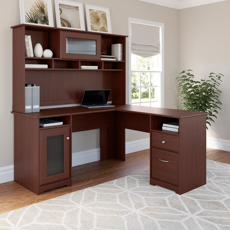 Bush Furniture Cabot 60w Computer Desk With Hutch And Drawers Harvest