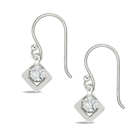 Boucles d'Oreilles en Argent Sterling Cz avec Crochet de Berger