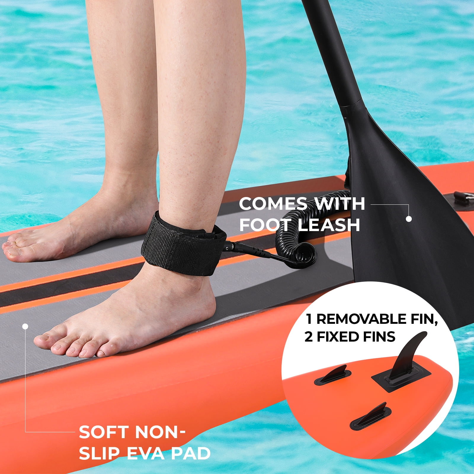 streakboard Inflatable Stand Up Paddle Board SUP, Non-slip Deck with 3 Fins, 10FT Adjustable Paddle, Backpack, Leash