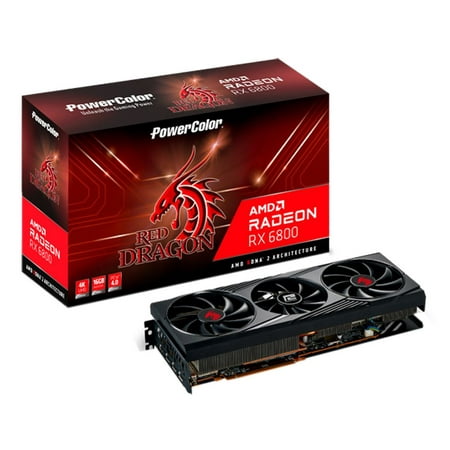 PowerColor AMD Radeon RX 6800 Red Dragon Overclocked Triple-Fan 16GB GDDR6 PCIe 4.0 Graphics Card