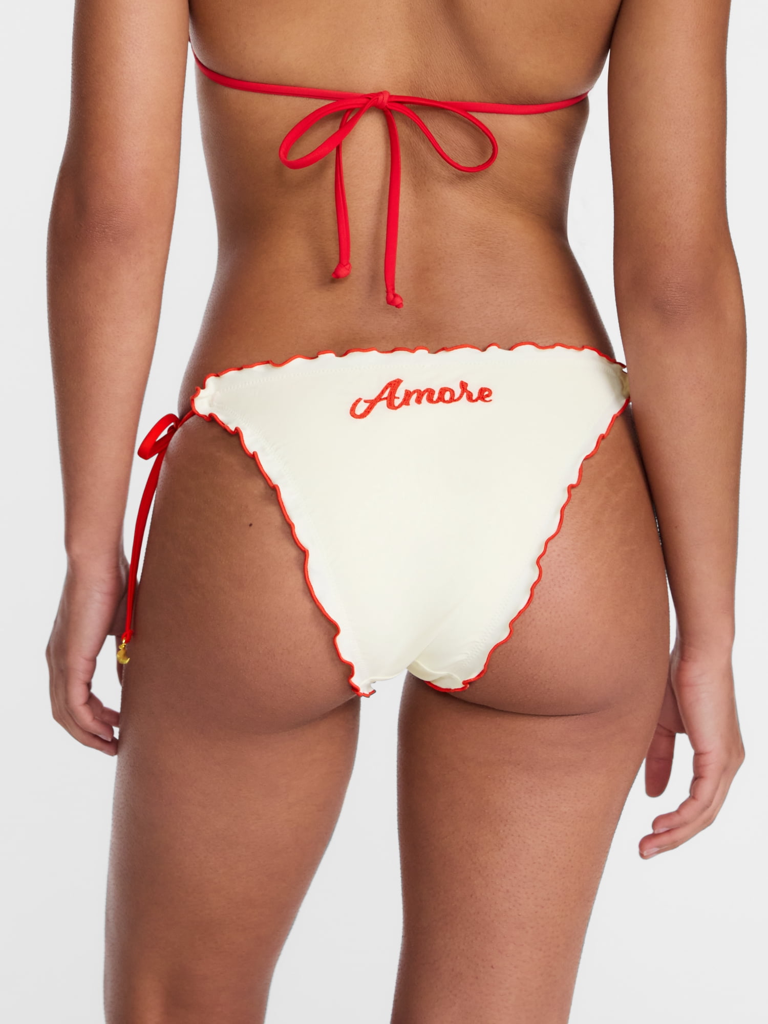 No Boundaries Amore Pepper Print Side Tie Bikini Swim Bottoms, Women's XXS-XXL