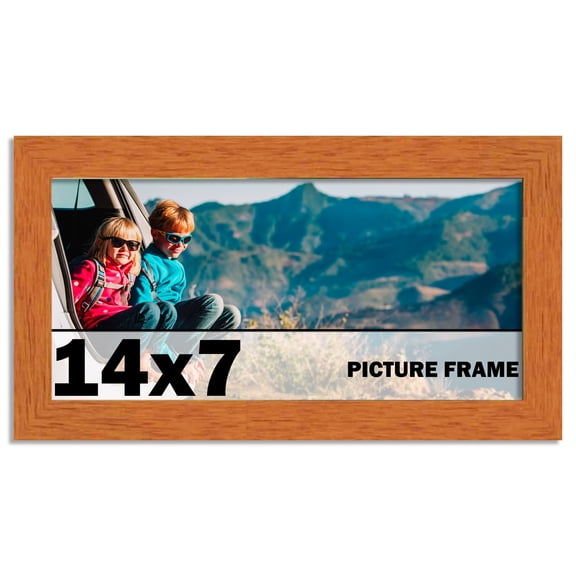 14x7 Frame Honey Pecan Brown Picture Frame - Modern Photo Frame Includes UV Acrylic Shatter Guard