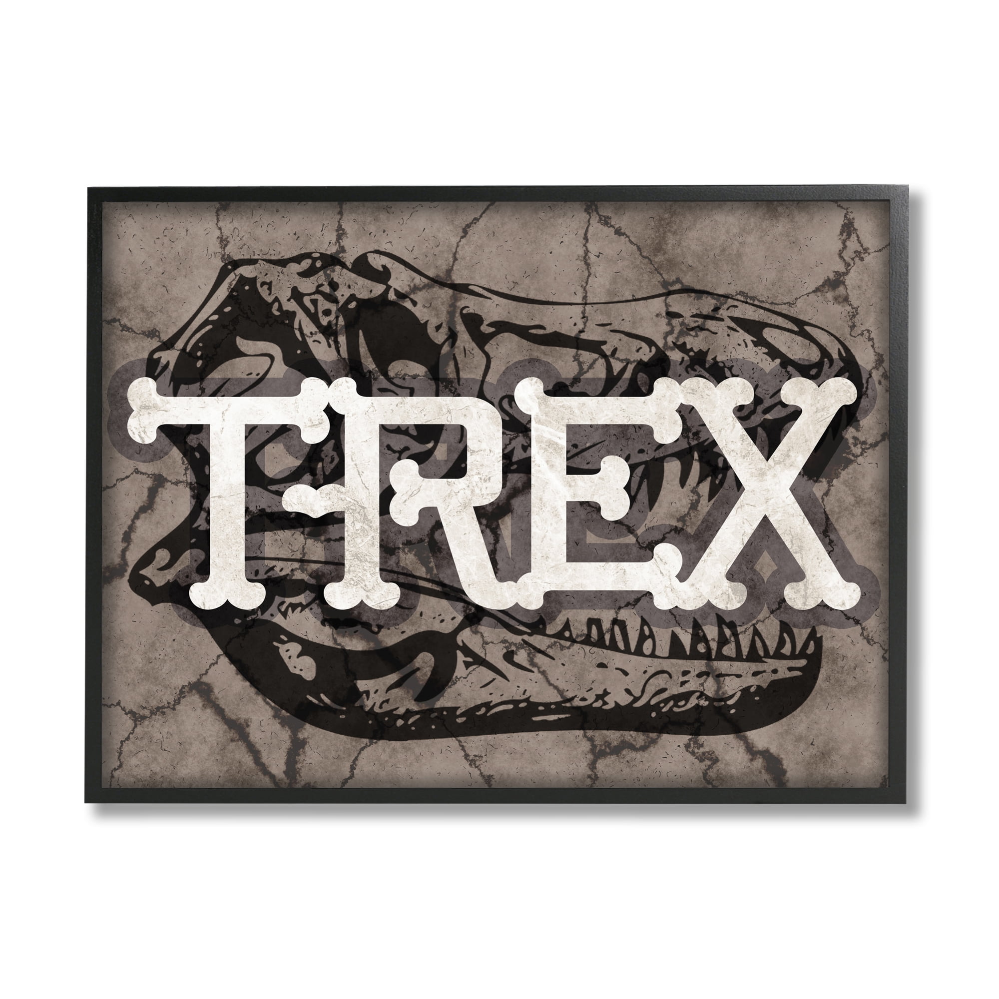 Stupell Industries T Rex Bone Typography Large Dinosaur Skull Black Framed Wall Art 24 X 30 Design By Daphne Polselli Walmart Com Walmart Com
