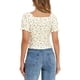 thumbnail image 3 of INSPIRAR CHIC Blusa Cortada de Manga Corta con Fruncido y Estampado Floral Beige Amarillo XL, 3 of 5