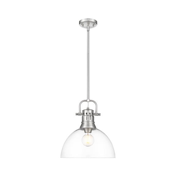 Yep by Golden Lighting Duncan 1-light 14in rod hung Pendant in Pewter and Clear Glass