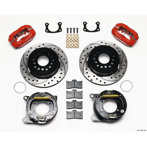 Wilwood Forged Dynalite P/S Park Brake Kit Drilled Red Chevy C-10 2.42 Offset 5-lug main image 1