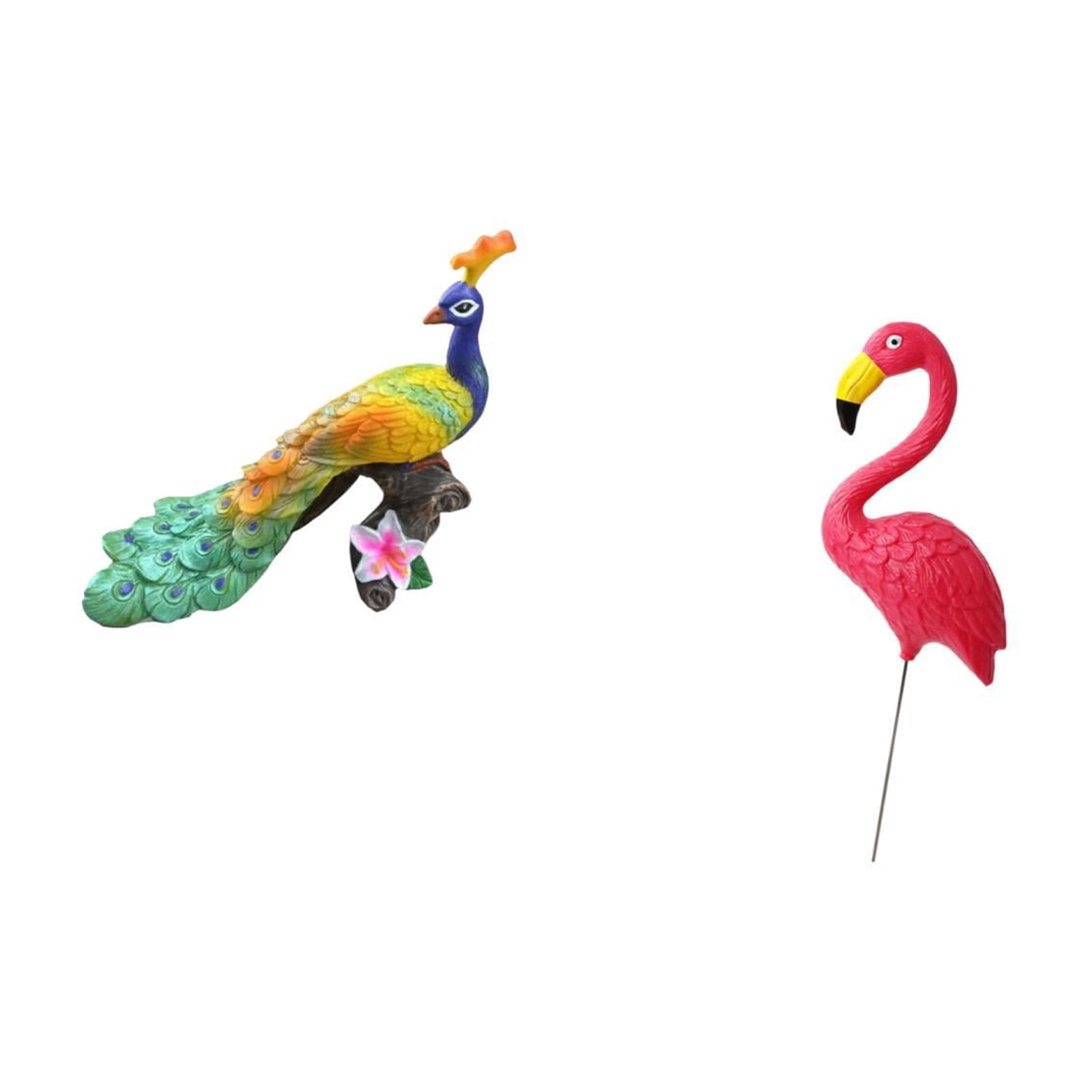 Miulika Peacock Bird Sculpture Figurine Decorative Garden Ornament Statue for Home Yard Art Fairy Accessories Flamingo Stake Holiday Spring