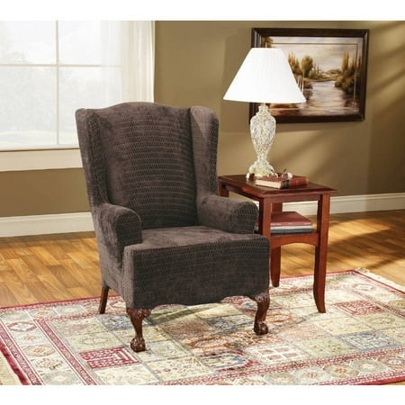 Sure Fit Stretch Royal Diamond 1-Piece Wing Chair