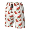 thumbnail image 6 of Uemuo Hand Drawn Watermelon Pattern Men's Swim Trunks Hawaiian Beach Bathing Suit Swimsuits Beach Quick-Dry Shorts with Pockets-Small, 6 of 9
